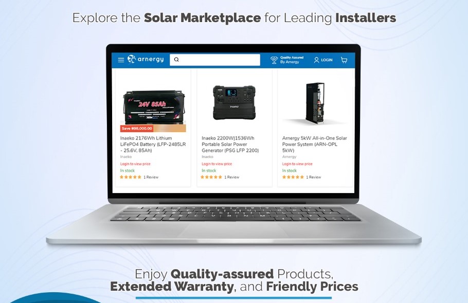 Arnergy solar marketplace for solar products and components.